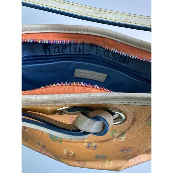 Vtg DOONEY Bourke Orange Logo Y2k 90s Leather Trim - Picture 9 of 12